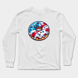 Patriotic American Donut Delight - Red, White & Blue Treat Long Sleeve T-Shirt